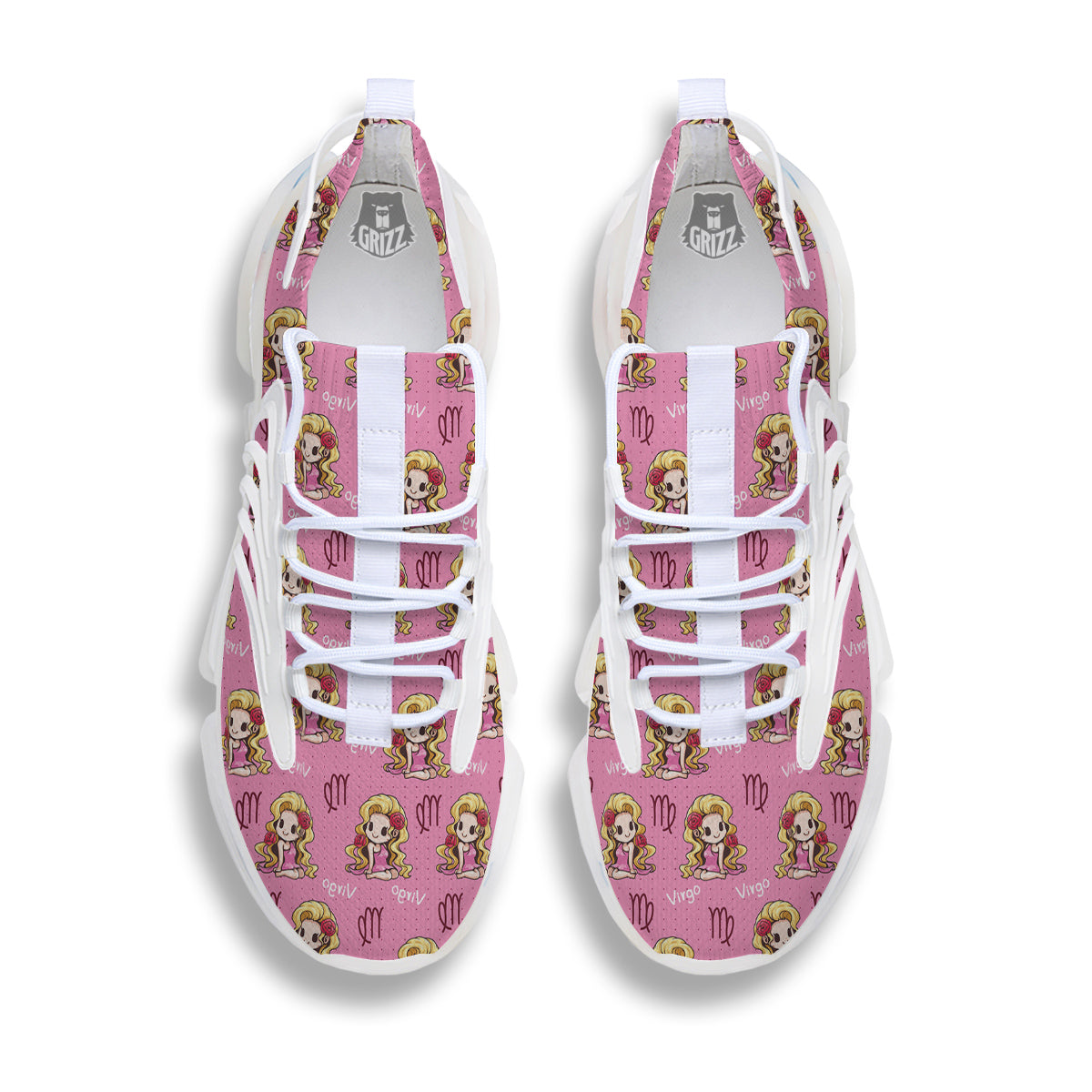 Virgo Cute Cartoon Print Pattern White Gym Shoes-grizzshop