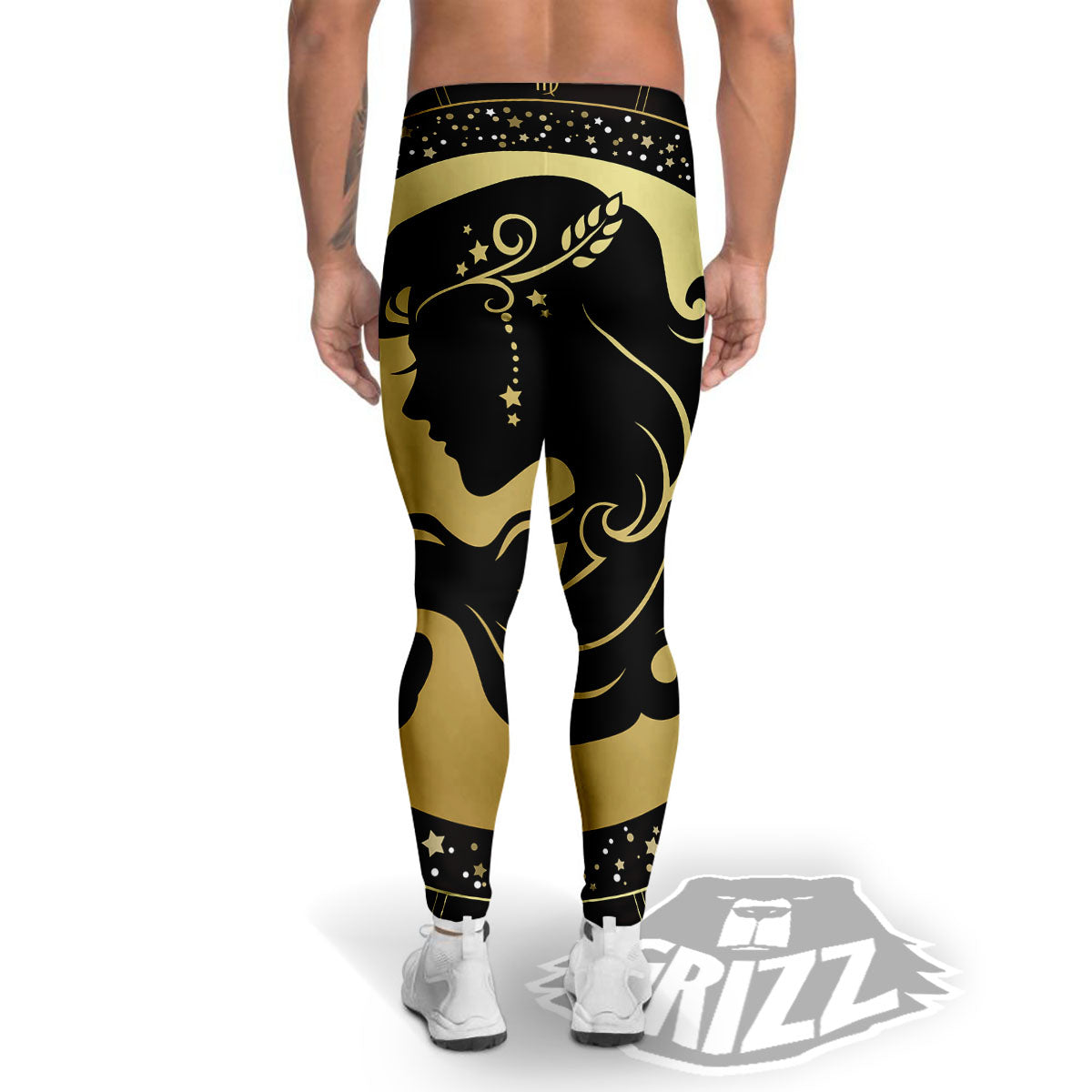 Virgo Sign Black And Gold Print Men's Leggings-grizzshop