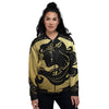 Virgo Sign Black And Gold Print Women's Bomber Jacket-grizzshop