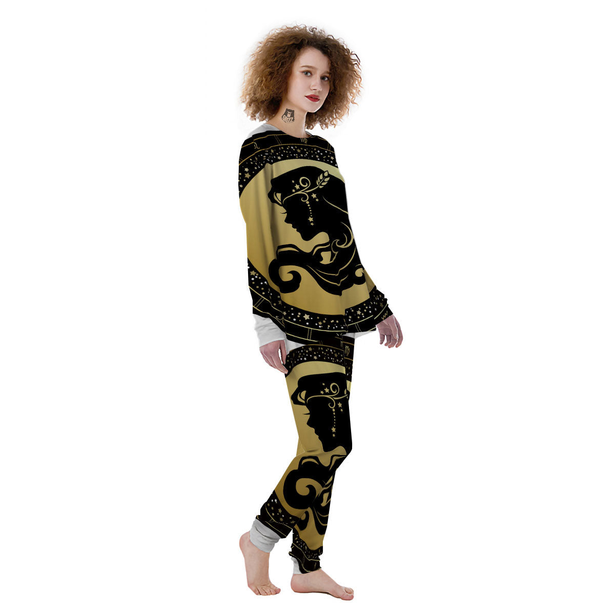 Virgo Sign Black And Gold Print Women's Pajamas-grizzshop