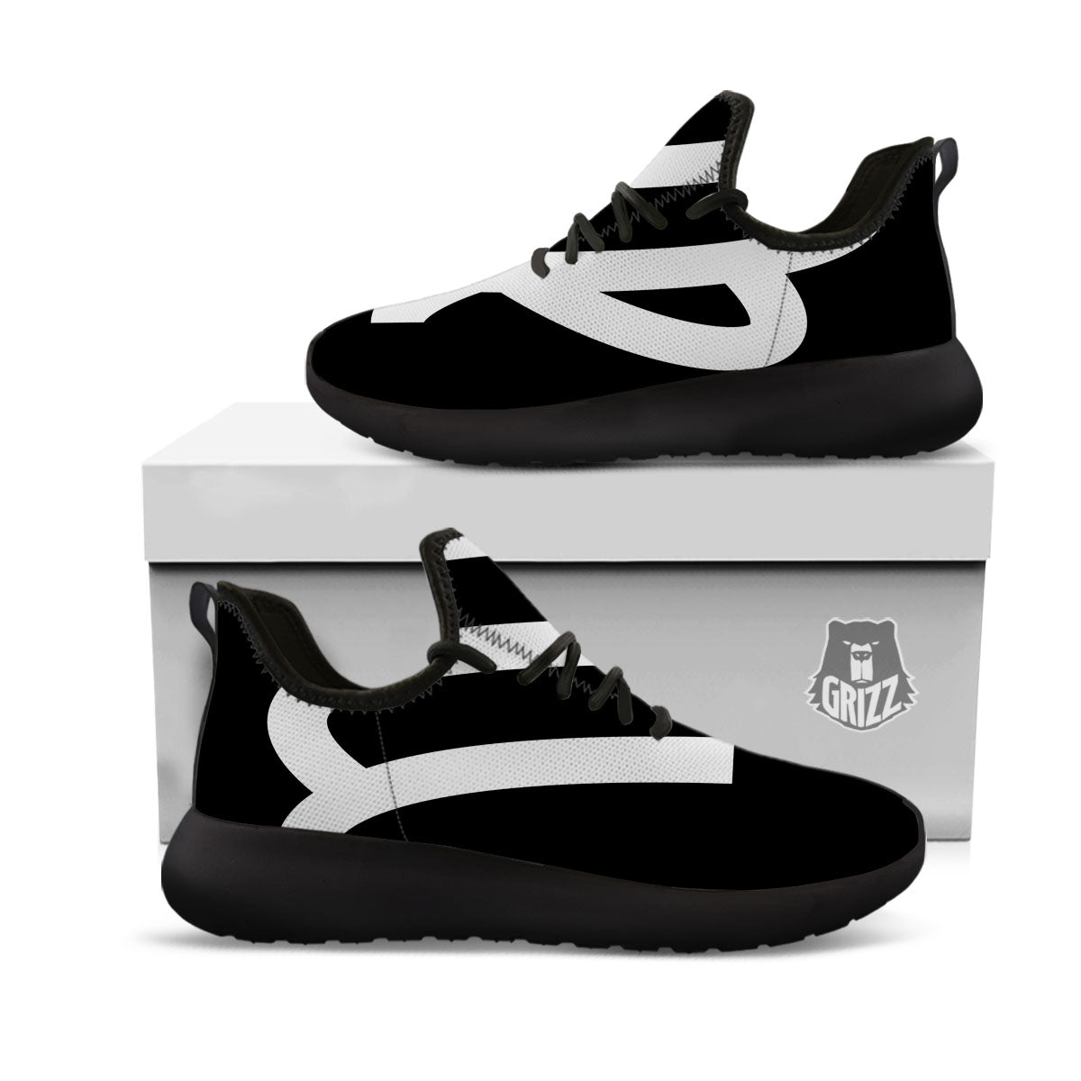 Virgo Sign White And Black Print Black Athletic Shoes-grizzshop