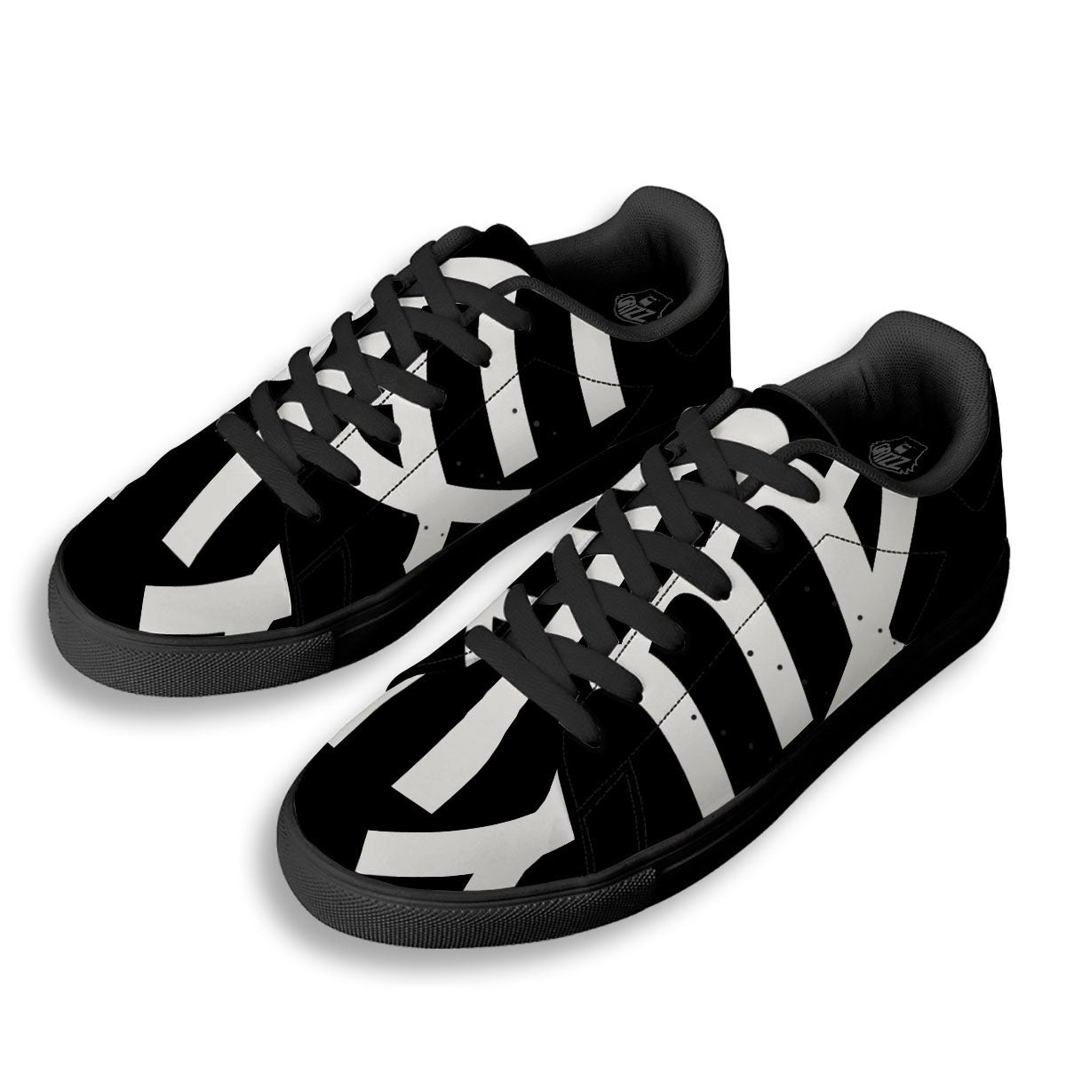 Virgo Sign White And Black Print Black Low Top Sneakers-grizzshop