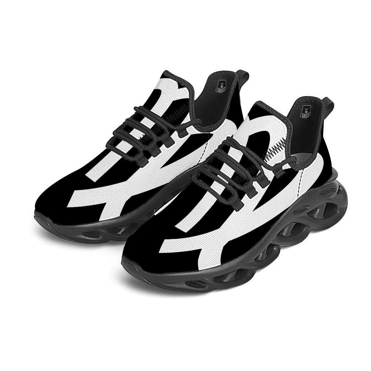 Virgo Sign White And Black Print Black Running Shoes-grizzshop