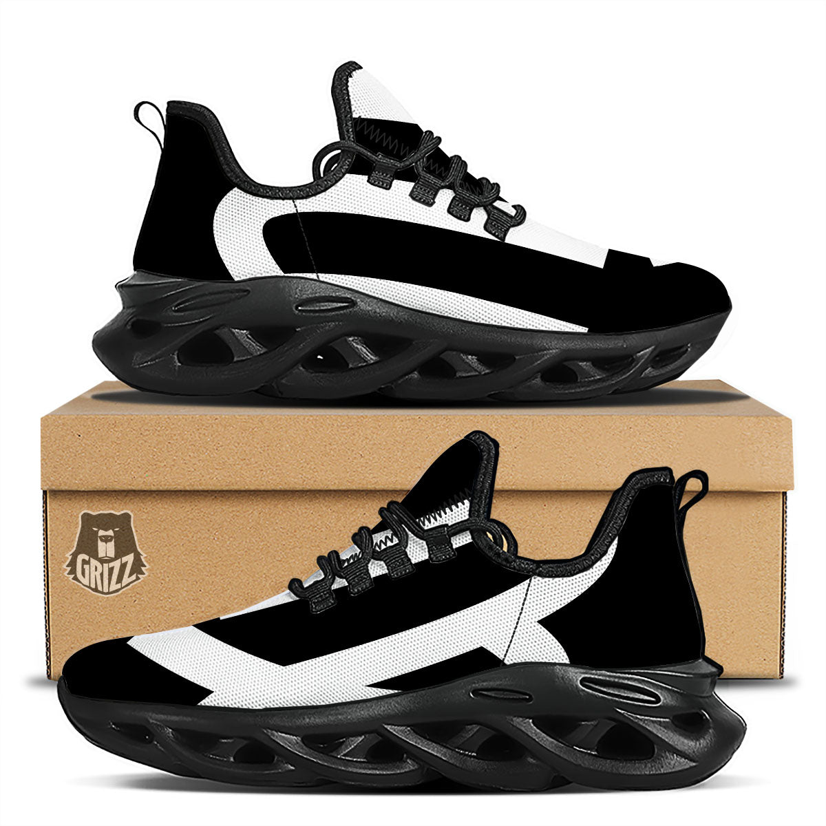 Virgo Sign White And Black Print Black Running Shoes-grizzshop