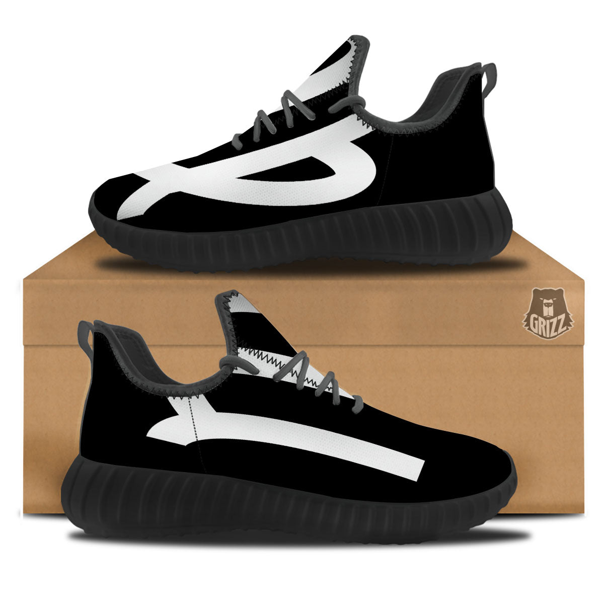 Virgo Sign White And Black Print Black Walking Shoes-grizzshop