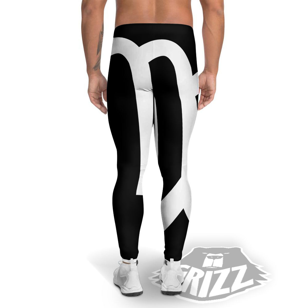 Virgo Sign White And Black Print Men's Leggings-grizzshop