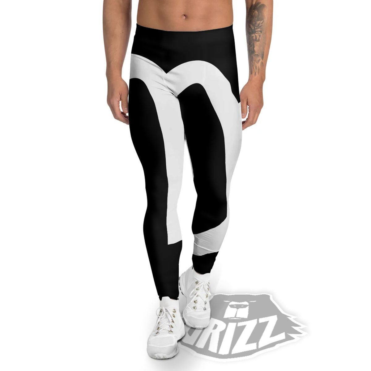 Virgo Sign White And Black Print Men's Leggings-grizzshop