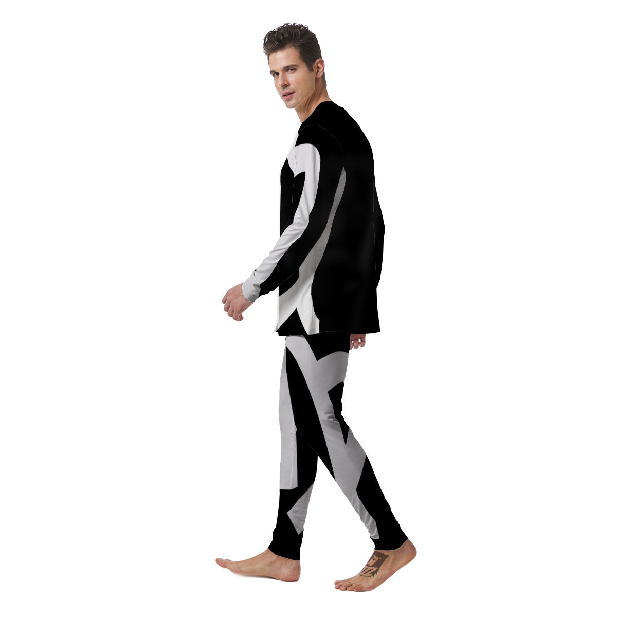 Virgo Sign White And Black Print Men's Pajamas-grizzshop