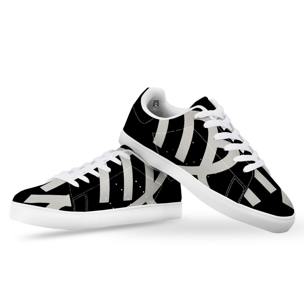 Virgo Sign White And Black Print White Low Top Sneakers-grizzshop