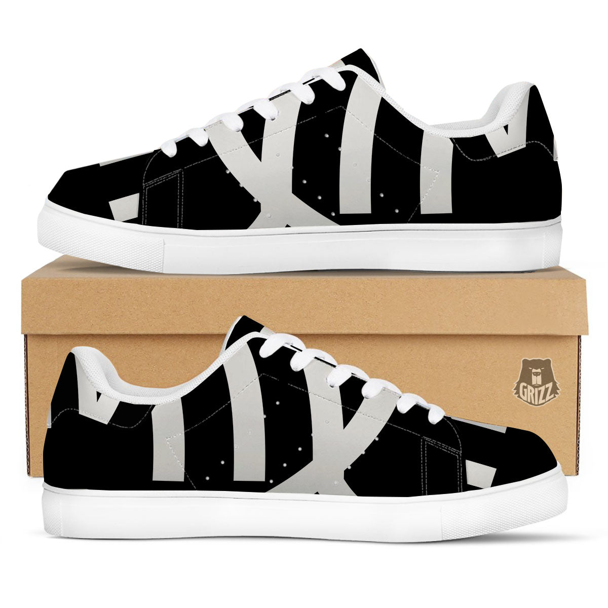 Virgo Sign White And Black Print White Low Top Sneakers-grizzshop