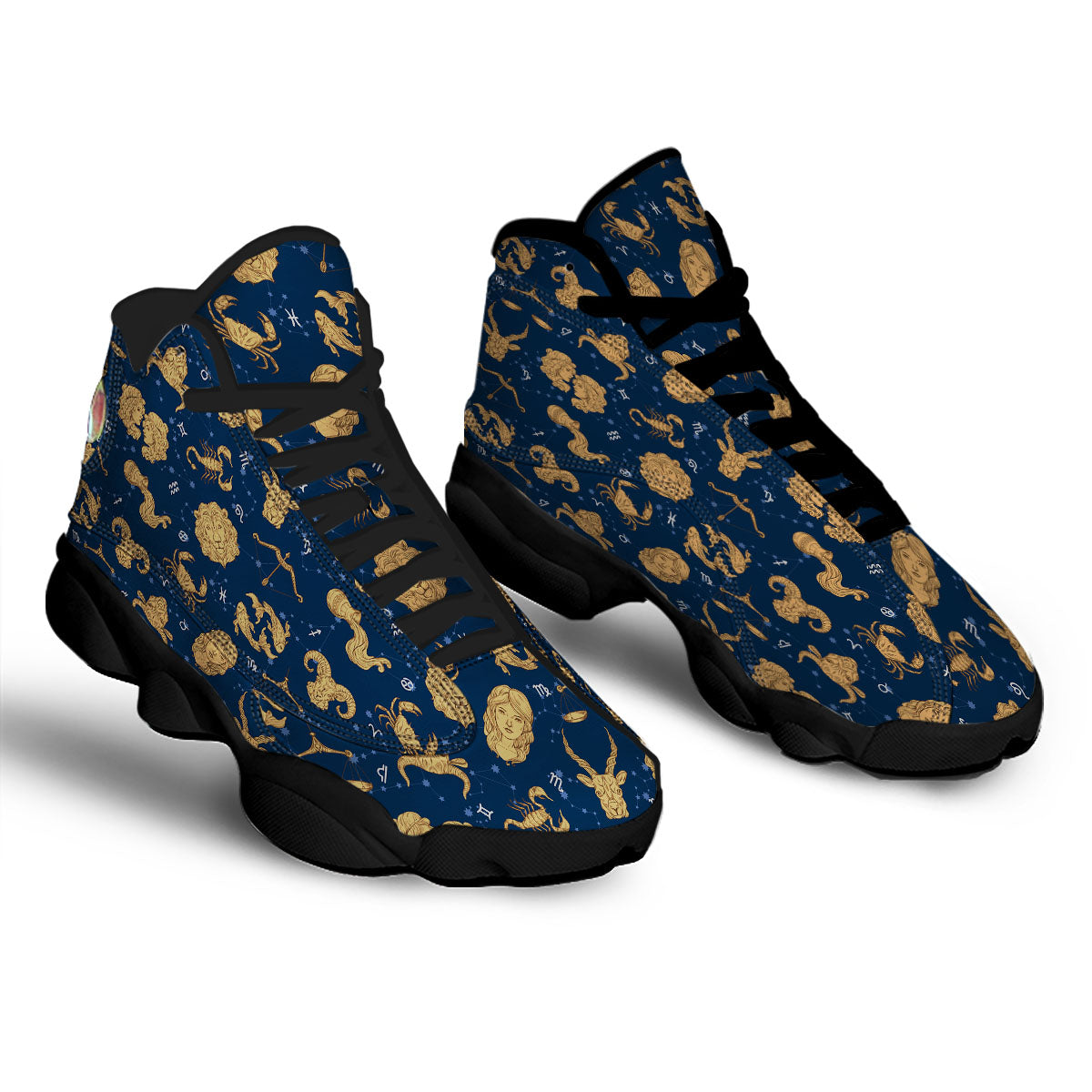 Virgo Zodiac Purple Print Pattern Black Basketball Shoes-grizzshop