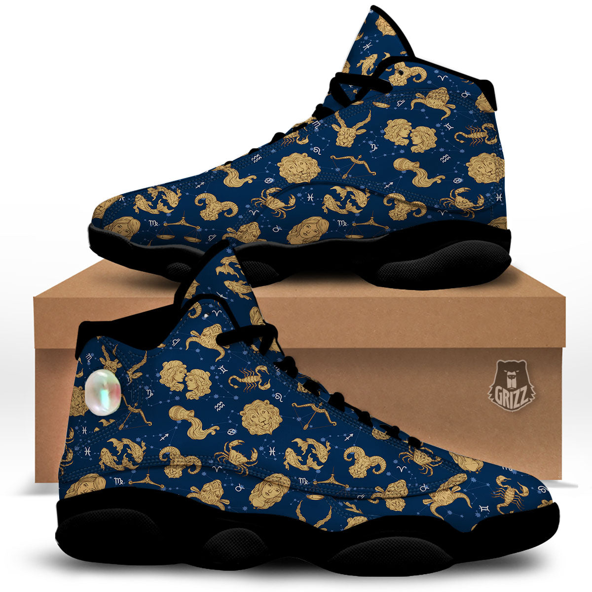 Virgo Zodiac Purple Print Pattern Black Basketball Shoes-grizzshop