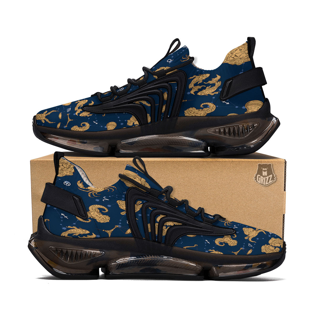 Virgo Zodiac Purple Print Pattern Black Gym Shoes-grizzshop