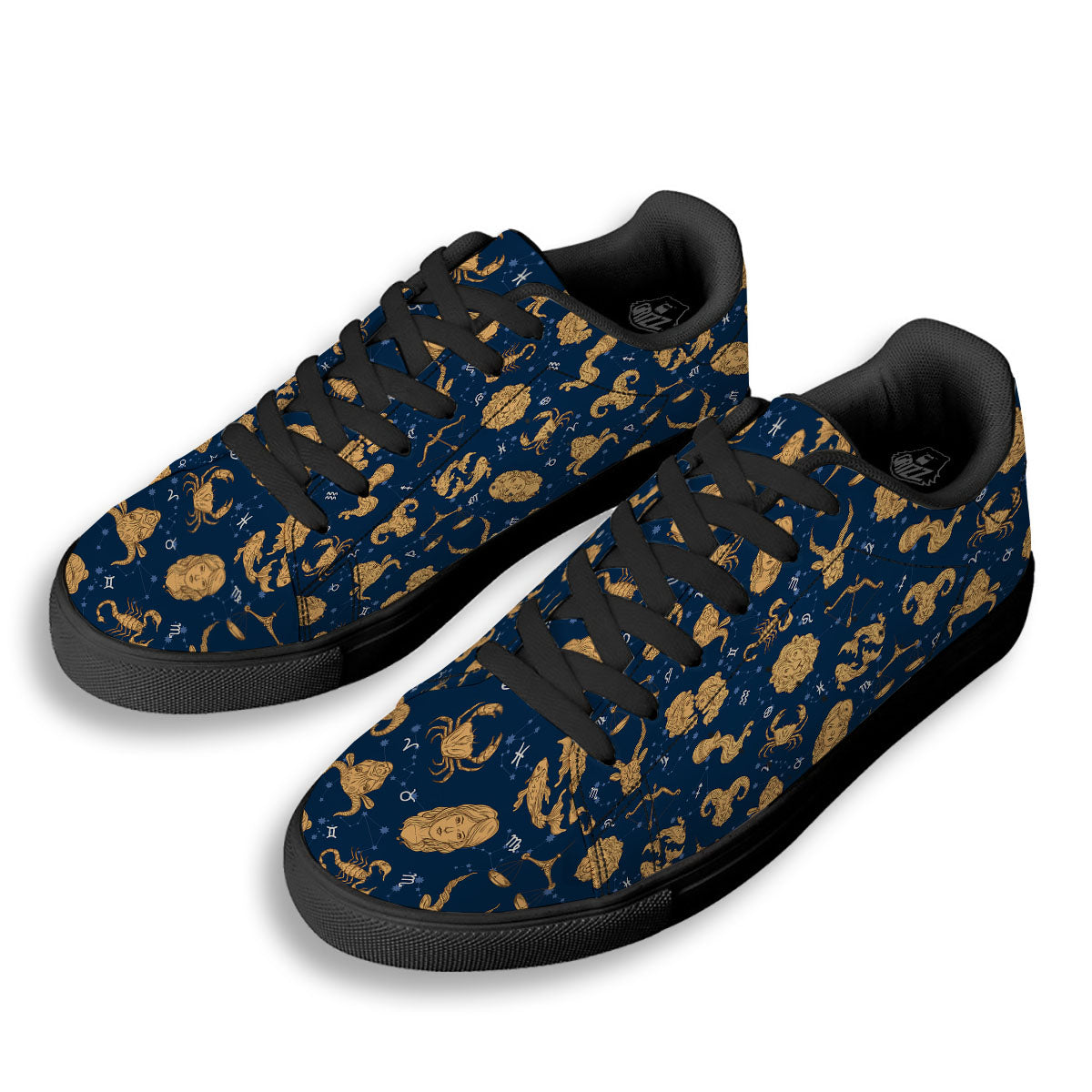 Virgo Zodiac Purple Print Pattern Black Low Top Sneakers-grizzshop