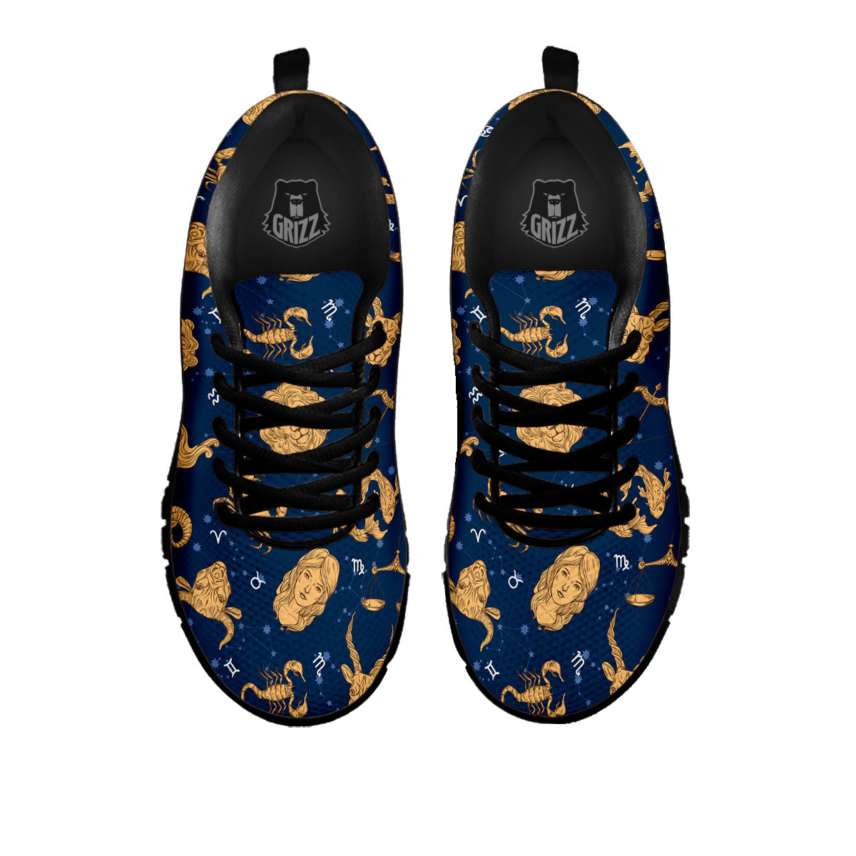 Virgo Zodiac Purple Print Pattern Black Sneaker-grizzshop