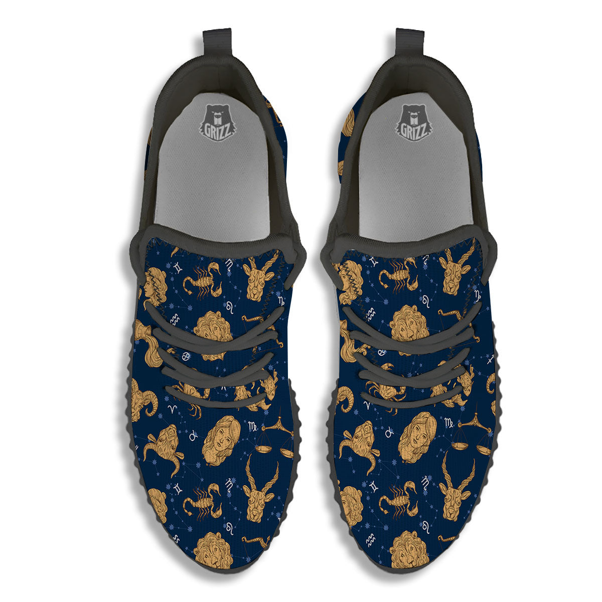 Virgo Zodiac Purple Print Pattern Black Walking Shoes-grizzshop
