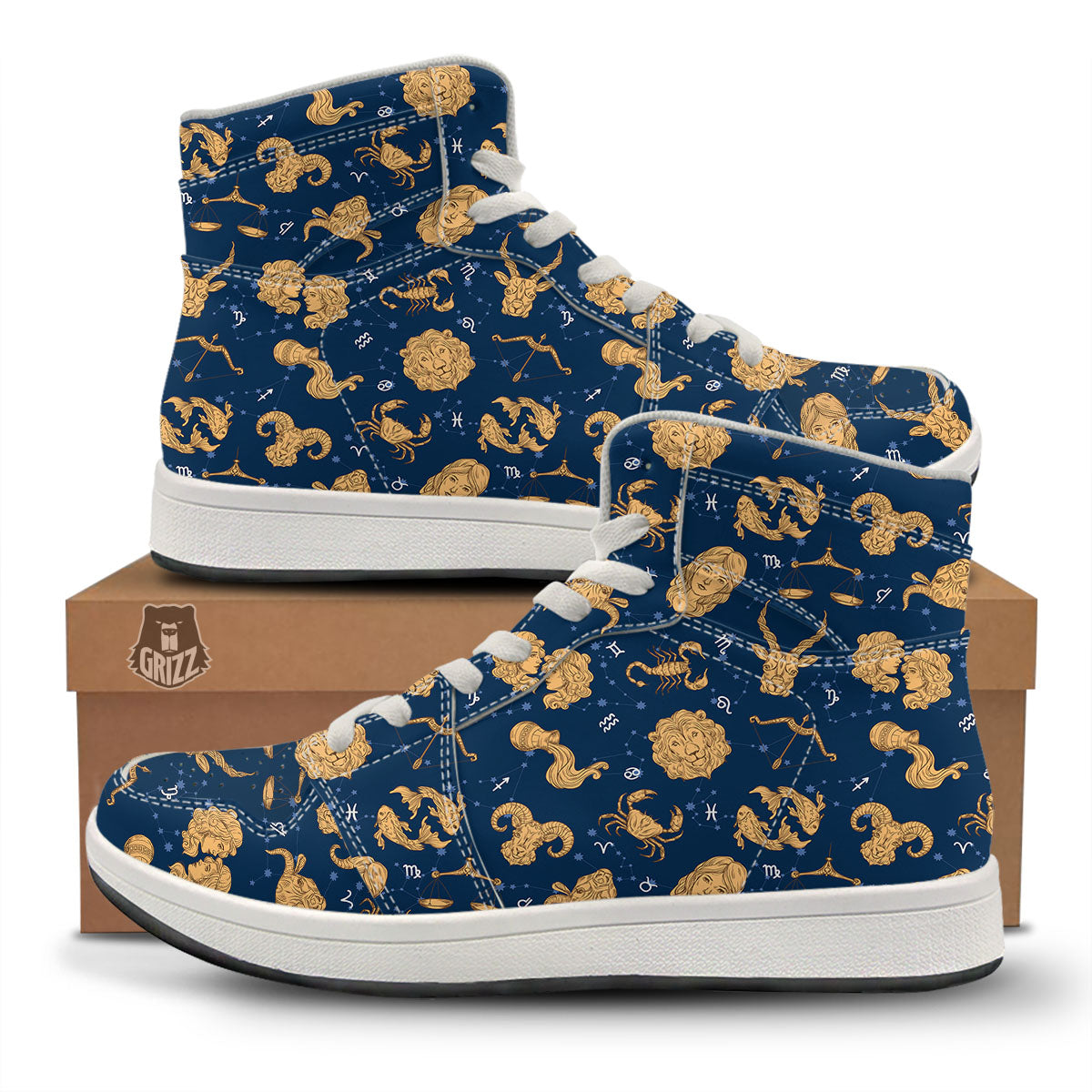Virgo Zodiac Purple Print Pattern High Top Sneakers-grizzshop