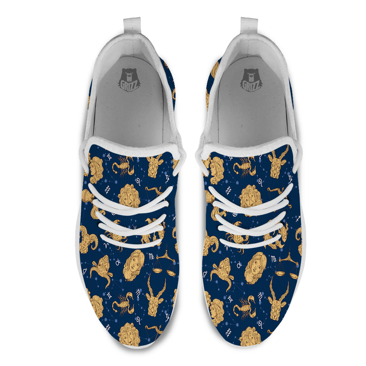 Virgo Zodiac Purple Print Pattern White Athletic Shoes-grizzshop