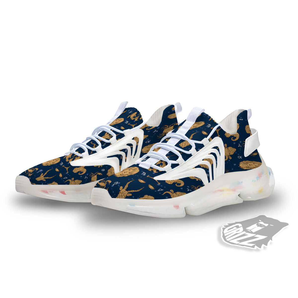 Virgo Zodiac Purple Print Pattern White Gym Shoes-grizzshop