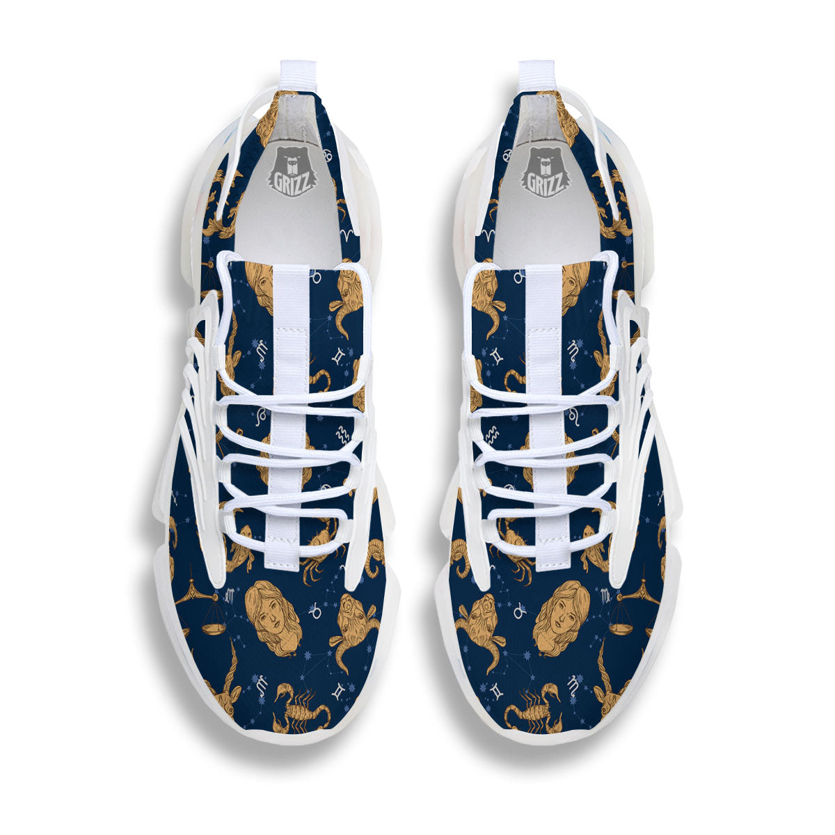 Virgo Zodiac Purple Print Pattern White Gym Shoes-grizzshop