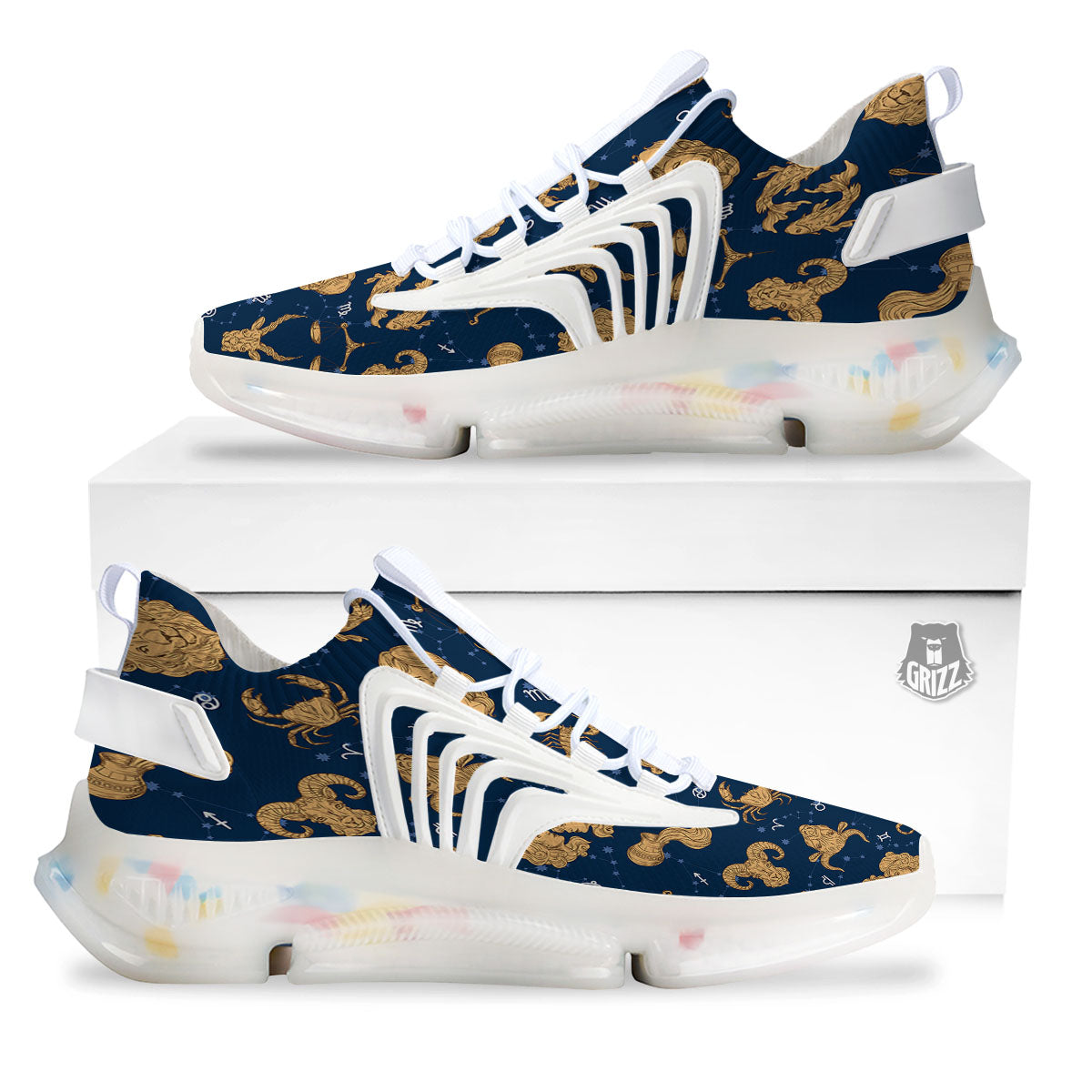 Virgo Zodiac Purple Print Pattern White Gym Shoes-grizzshop