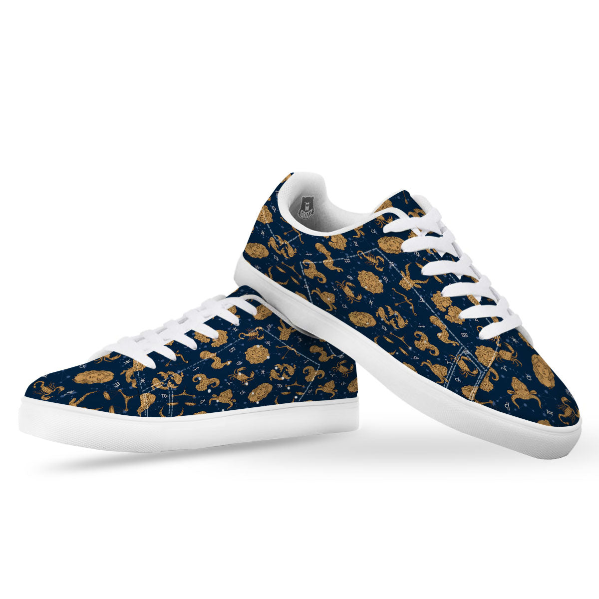 Virgo Zodiac Purple Print Pattern White Low Top Sneakers-grizzshop