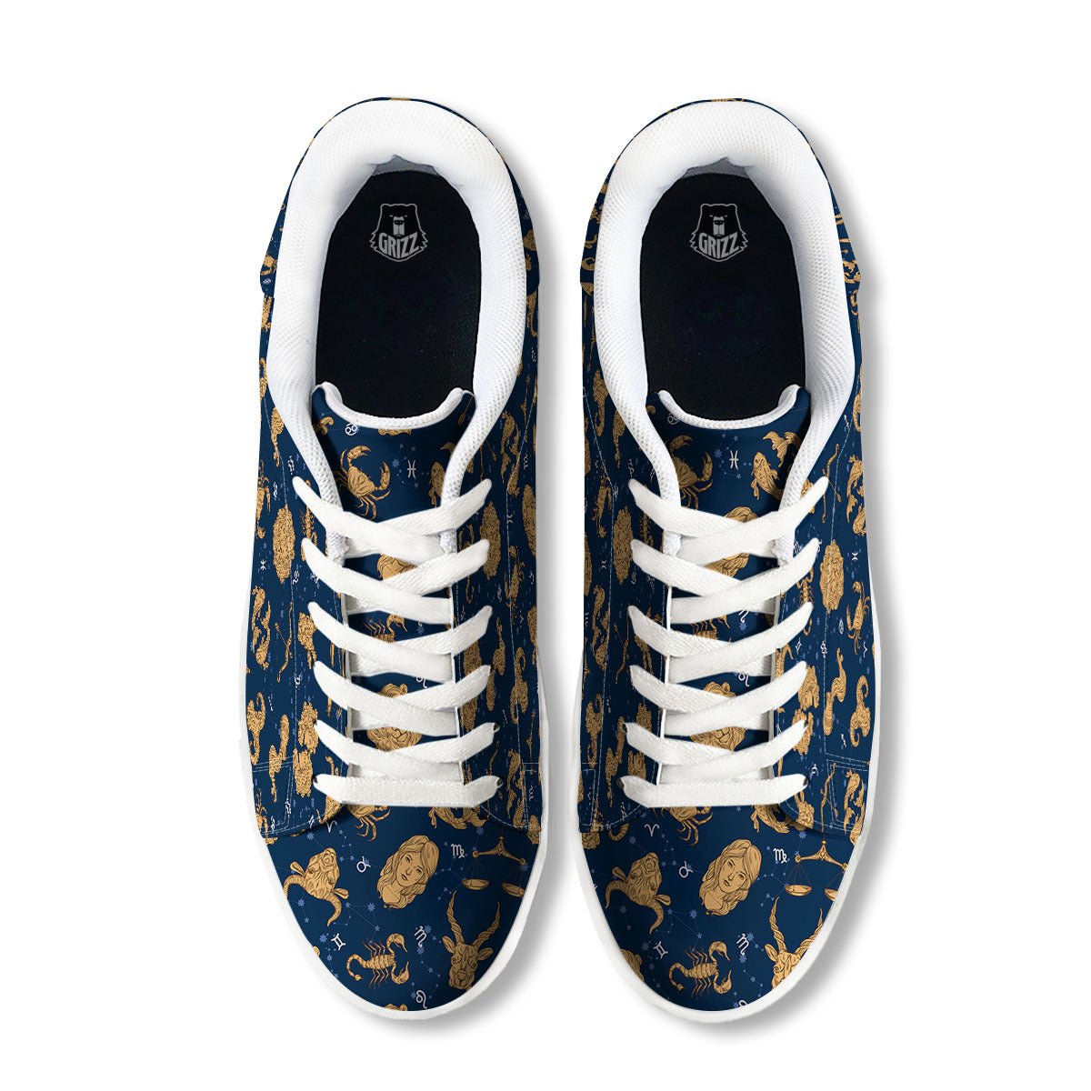 Virgo Zodiac Purple Print Pattern White Low Top Sneakers-grizzshop