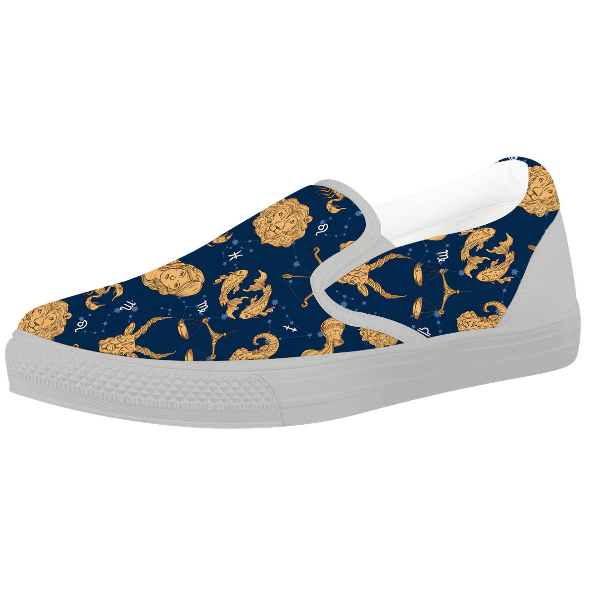 Virgo Zodiac Purple Print Pattern White Slip On Shoes-grizzshop