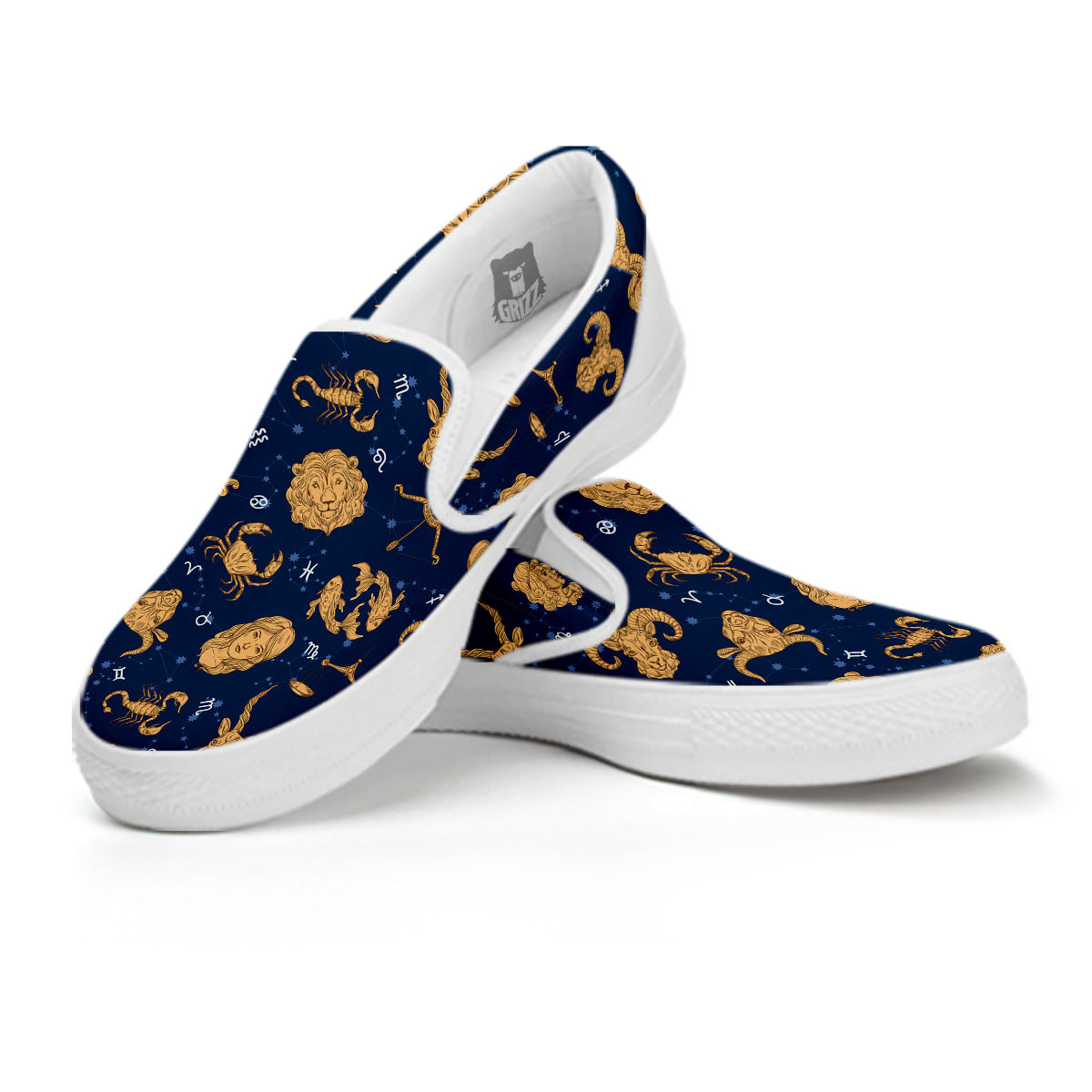 Virgo Zodiac Purple Print Pattern White Slip On Shoes-grizzshop