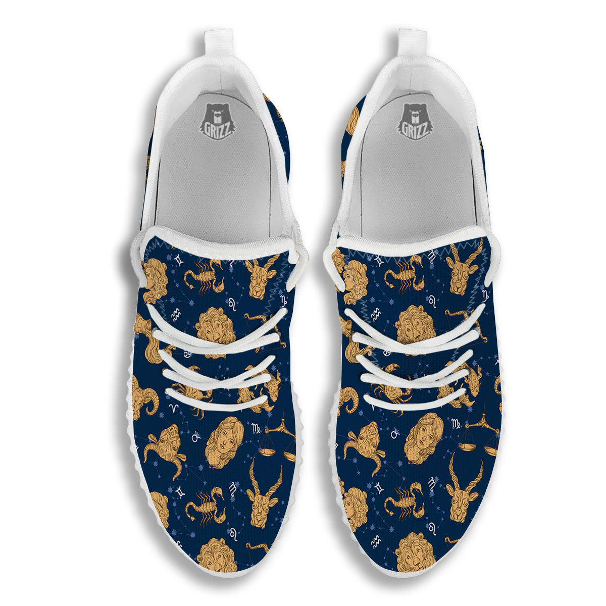 Virgo Zodiac Purple Print Pattern White Walking Shoes-grizzshop
