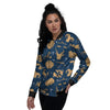 Virgo Zodiac Purple Print Pattern Women's Bomber Jacket-grizzshop