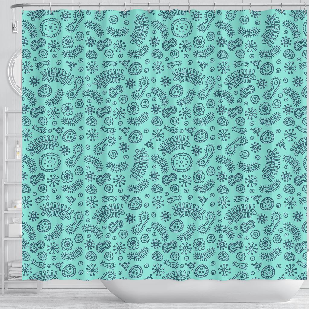 Virus Bacteria Pattern Print Bathroom Shower Curtain-grizzshop