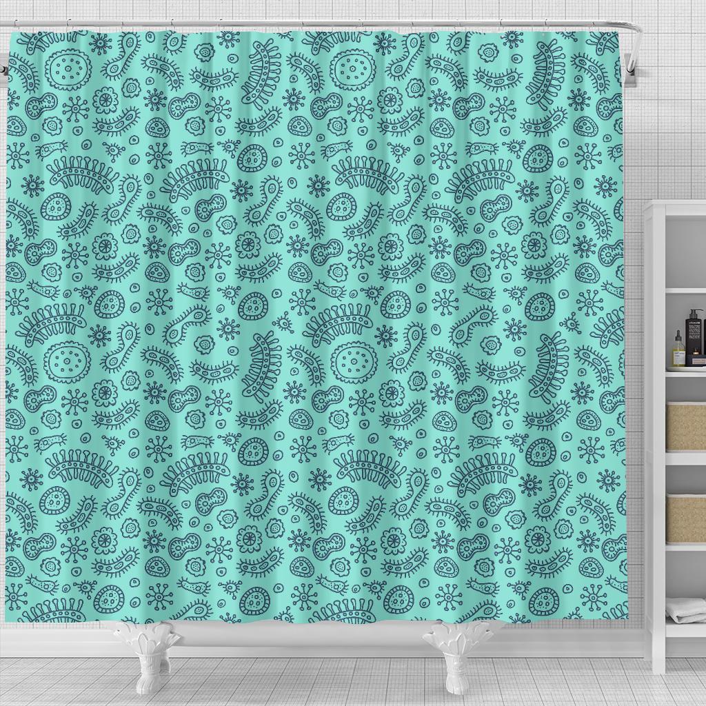 Virus Bacteria Pattern Print Bathroom Shower Curtain-grizzshop