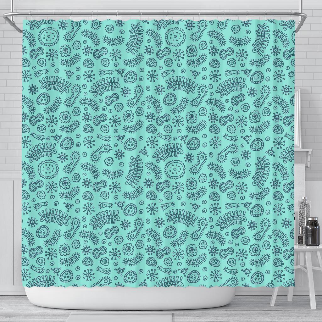 Virus Bacteria Pattern Print Bathroom Shower Curtain-grizzshop