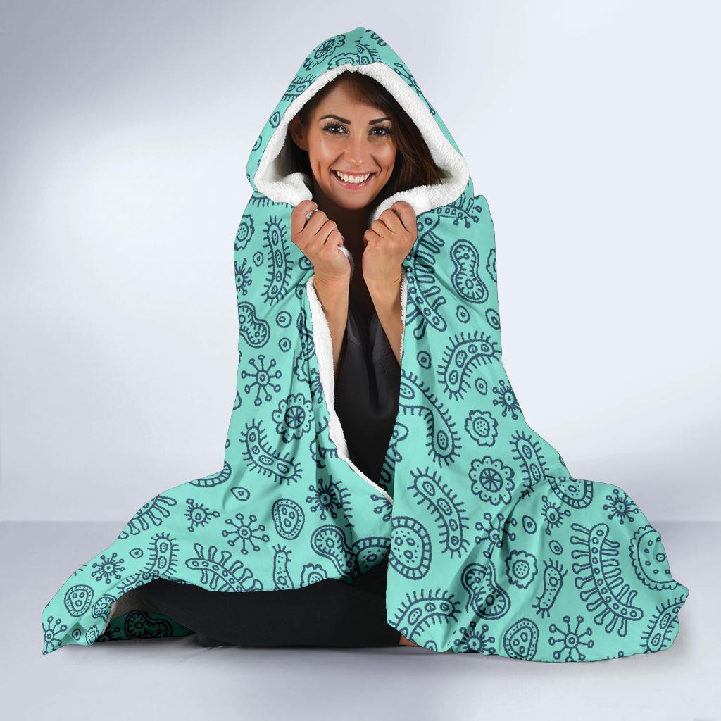 Virus Bacteria Pattern Print Hooded Blanket-grizzshop