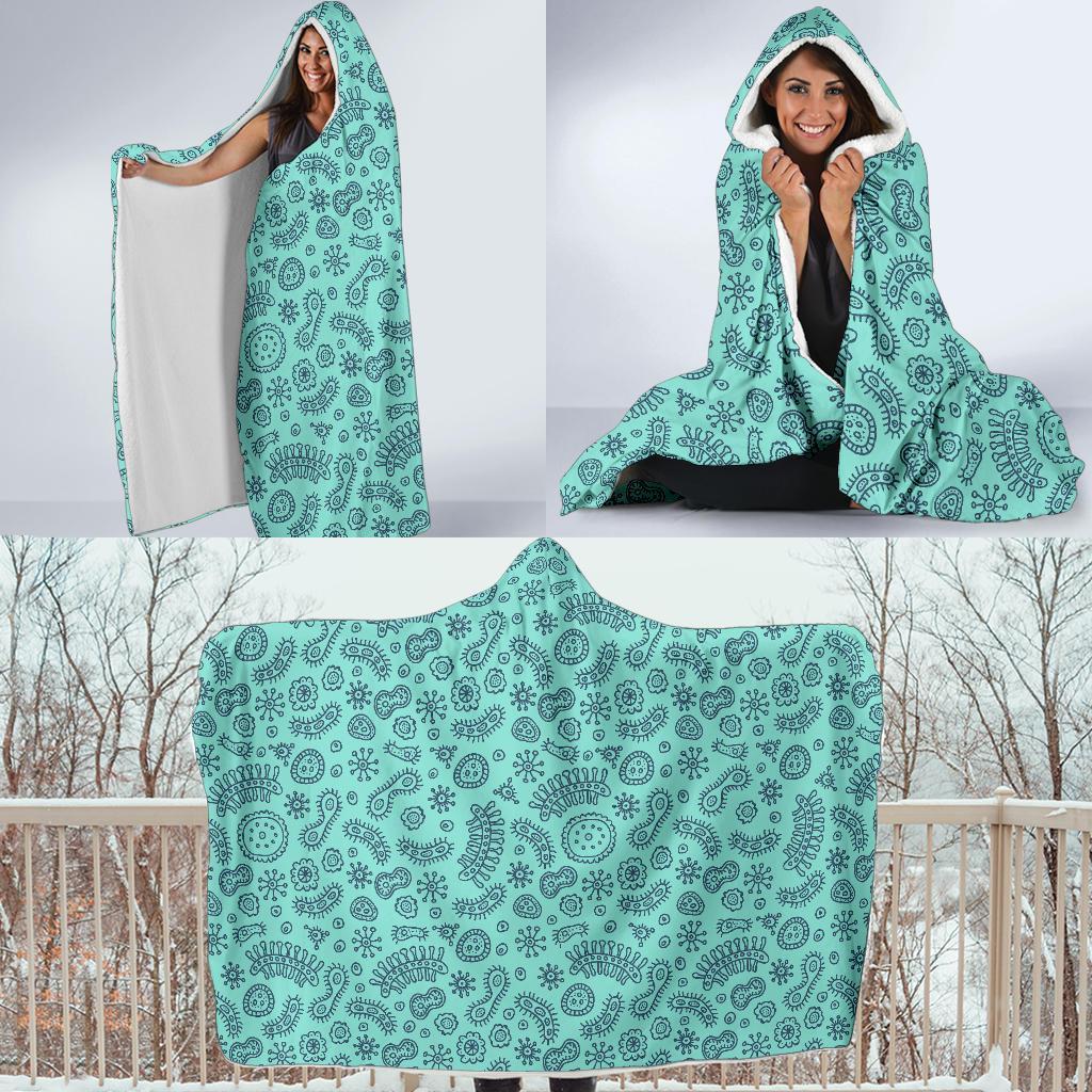 Virus Bacteria Pattern Print Hooded Blanket-grizzshop