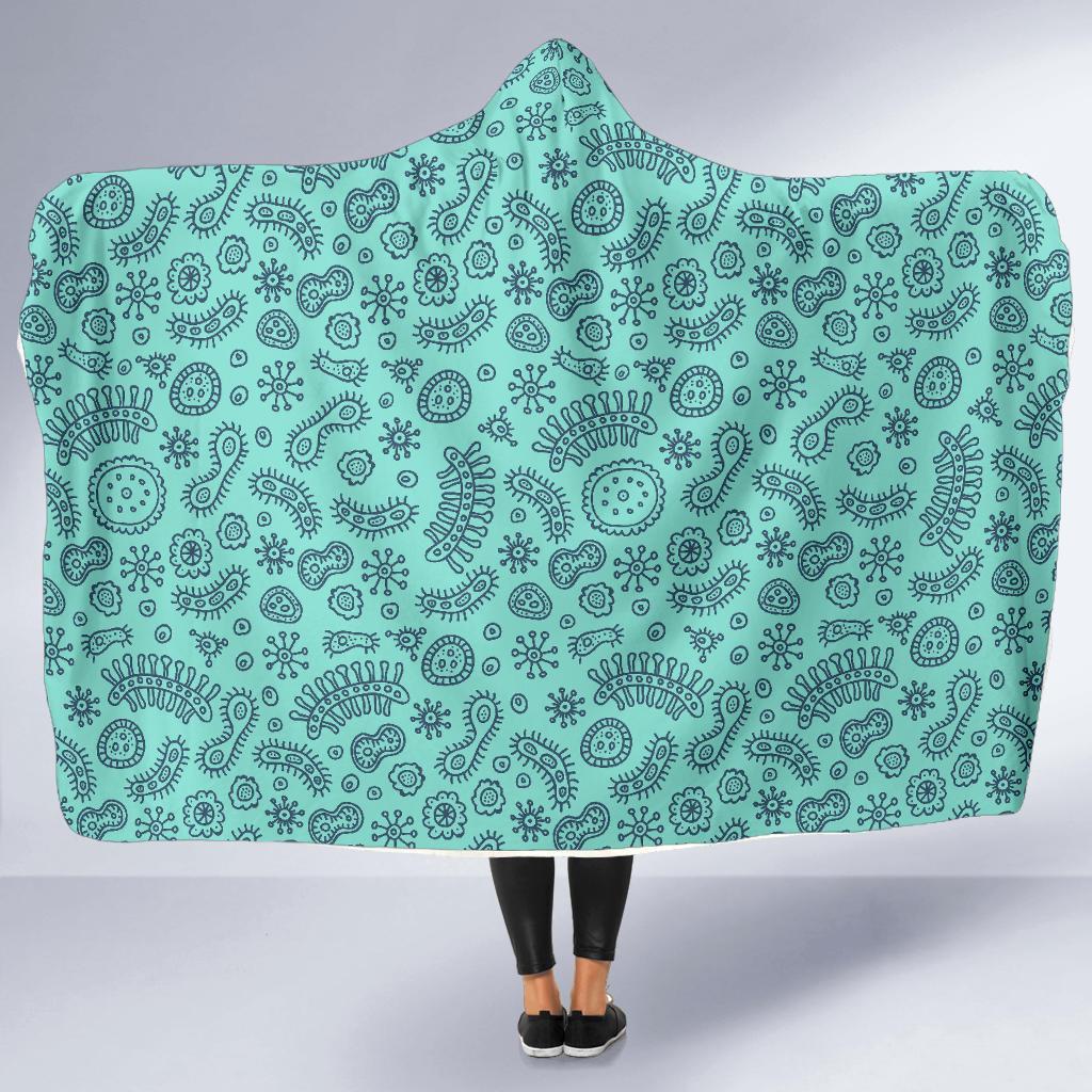 Virus Bacteria Pattern Print Hooded Blanket-grizzshop