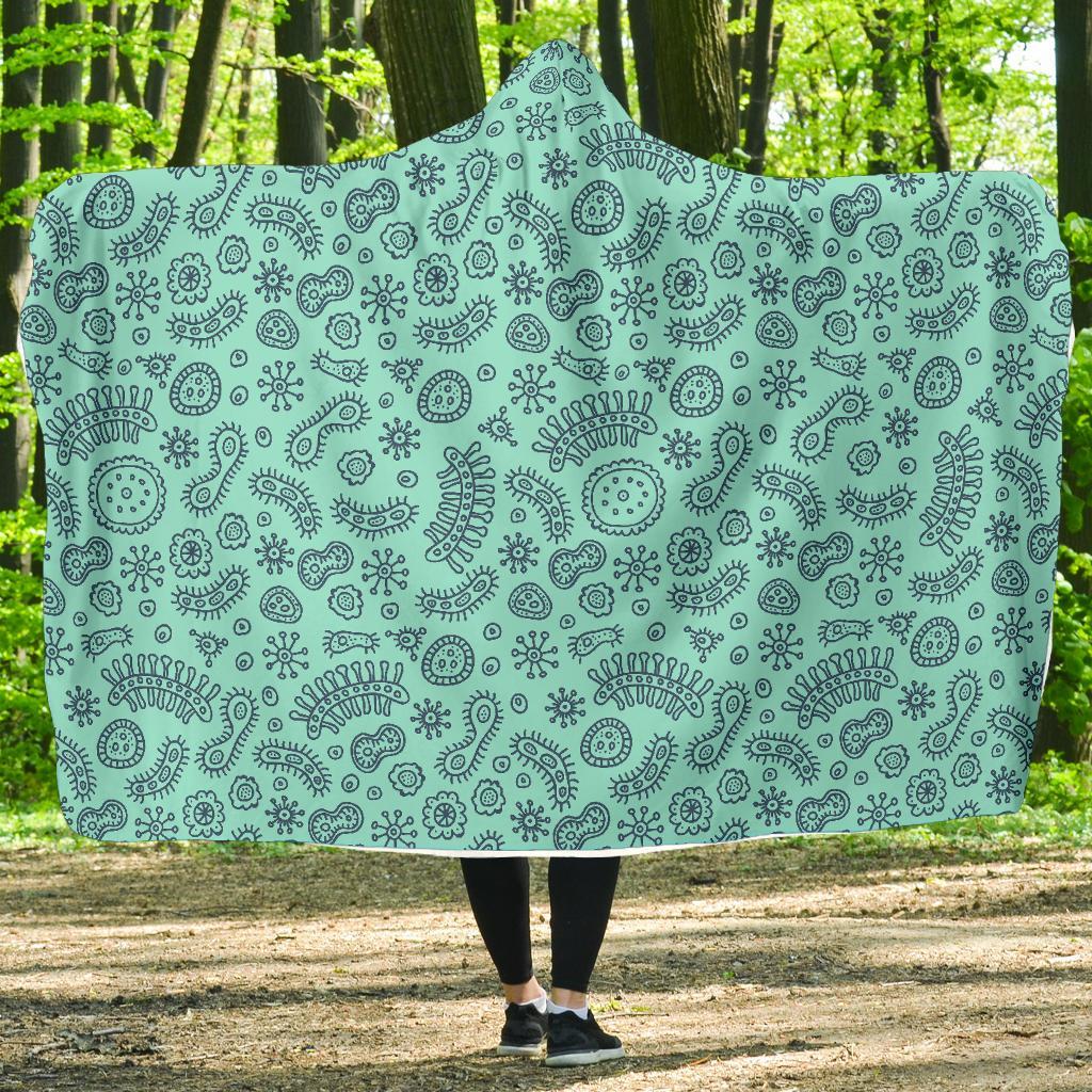 Virus Bacteria Pattern Print Hooded Blanket-grizzshop