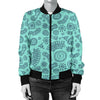 Virus Bacteria Pattern Print Women Casual Bomber Jacket-grizzshop