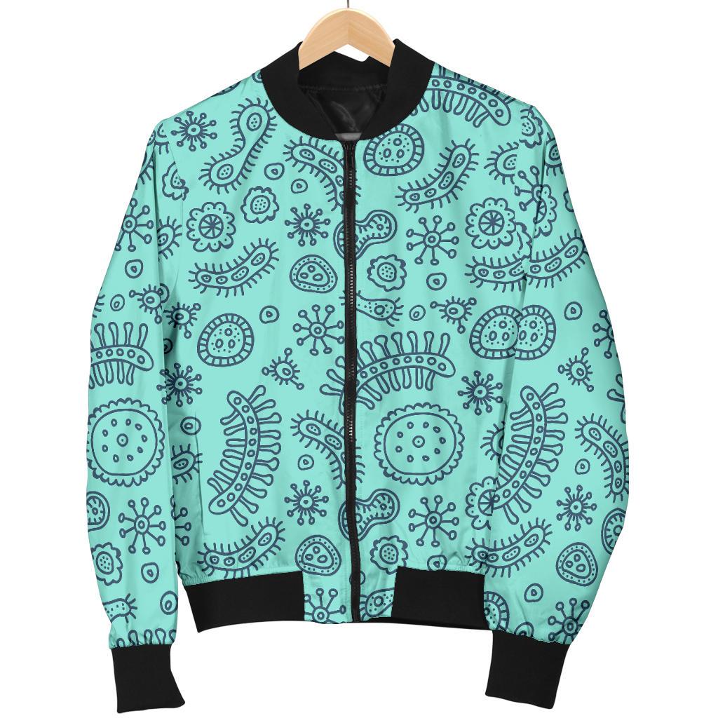 Virus Bacteria Pattern Print Women Casual Bomber Jacket-grizzshop