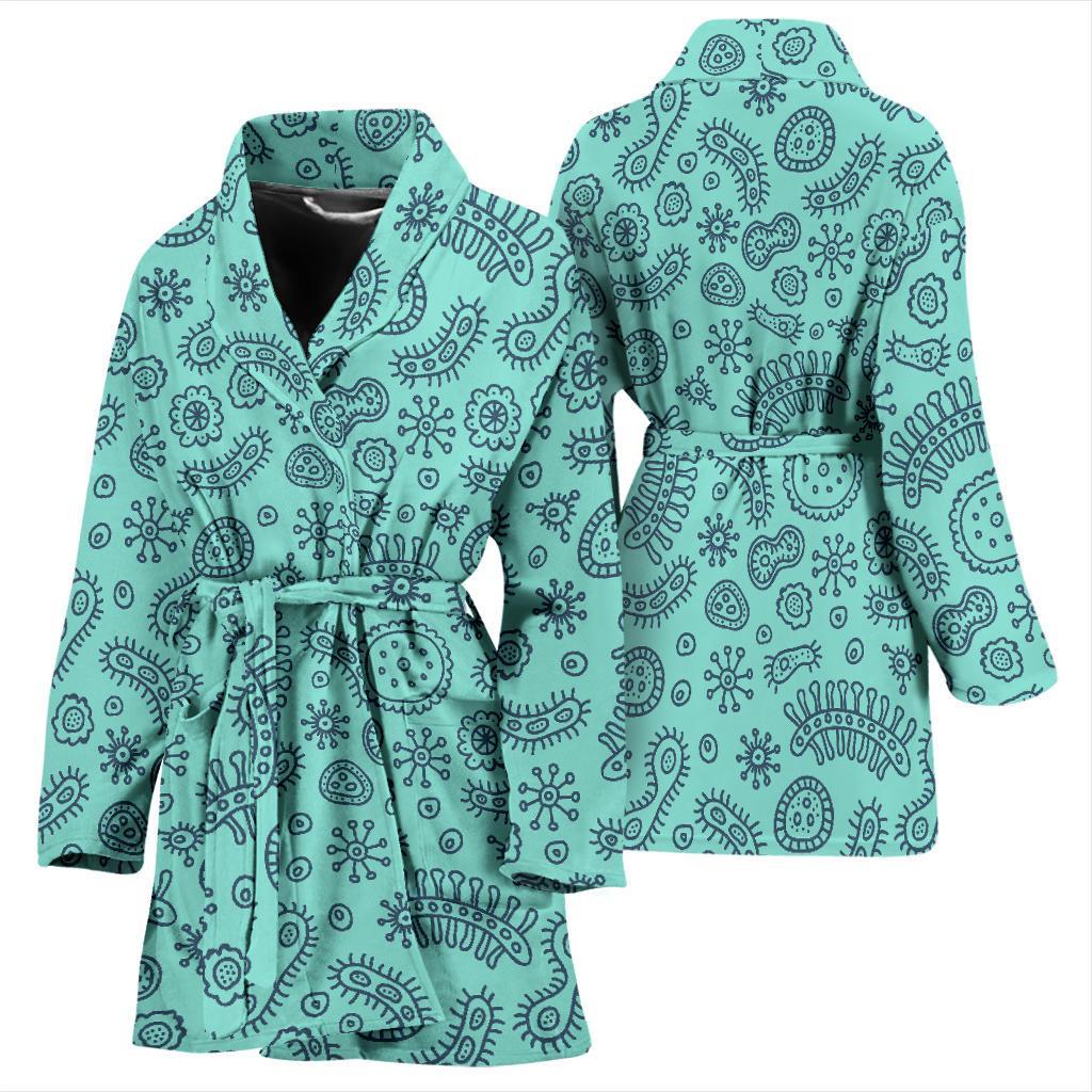 Virus Bacteria Pattern Print Women Long Robe-grizzshop