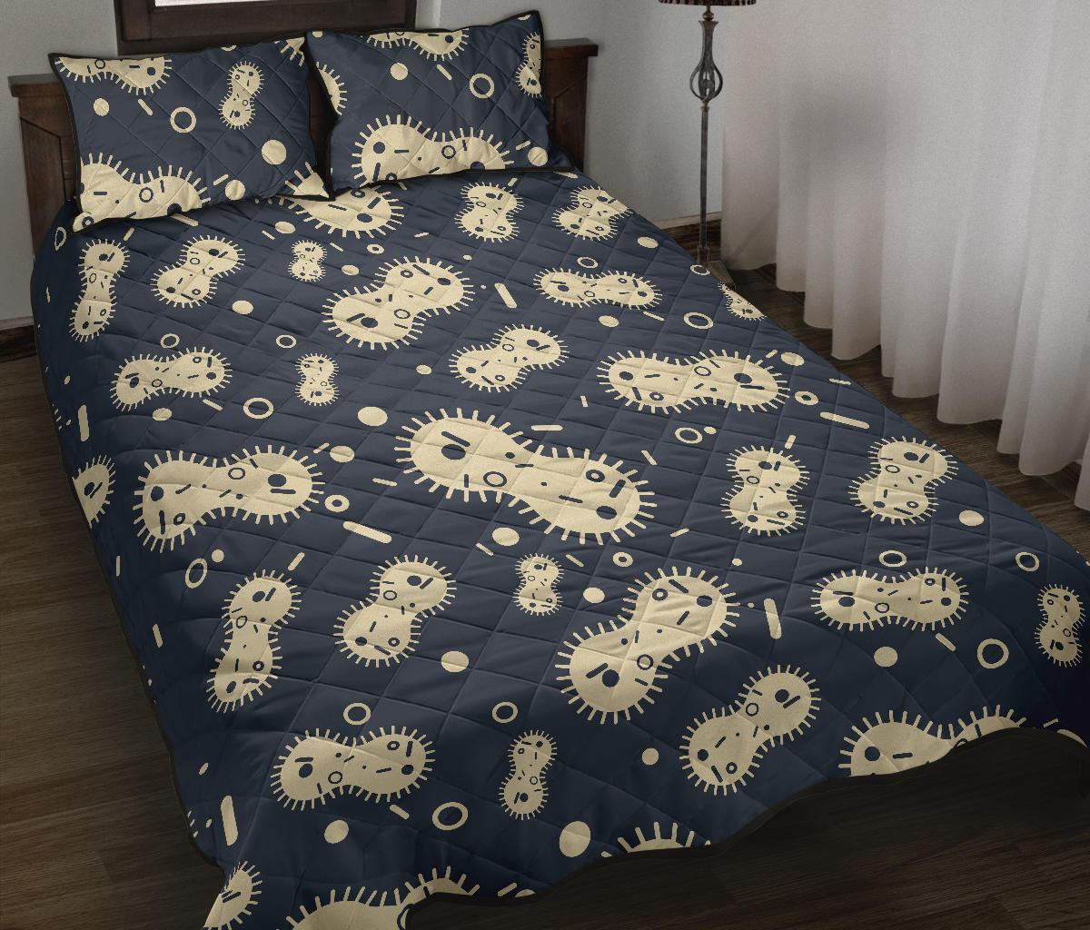 Virus Bacteria Print Pattern Bed Set Quilt-grizzshop