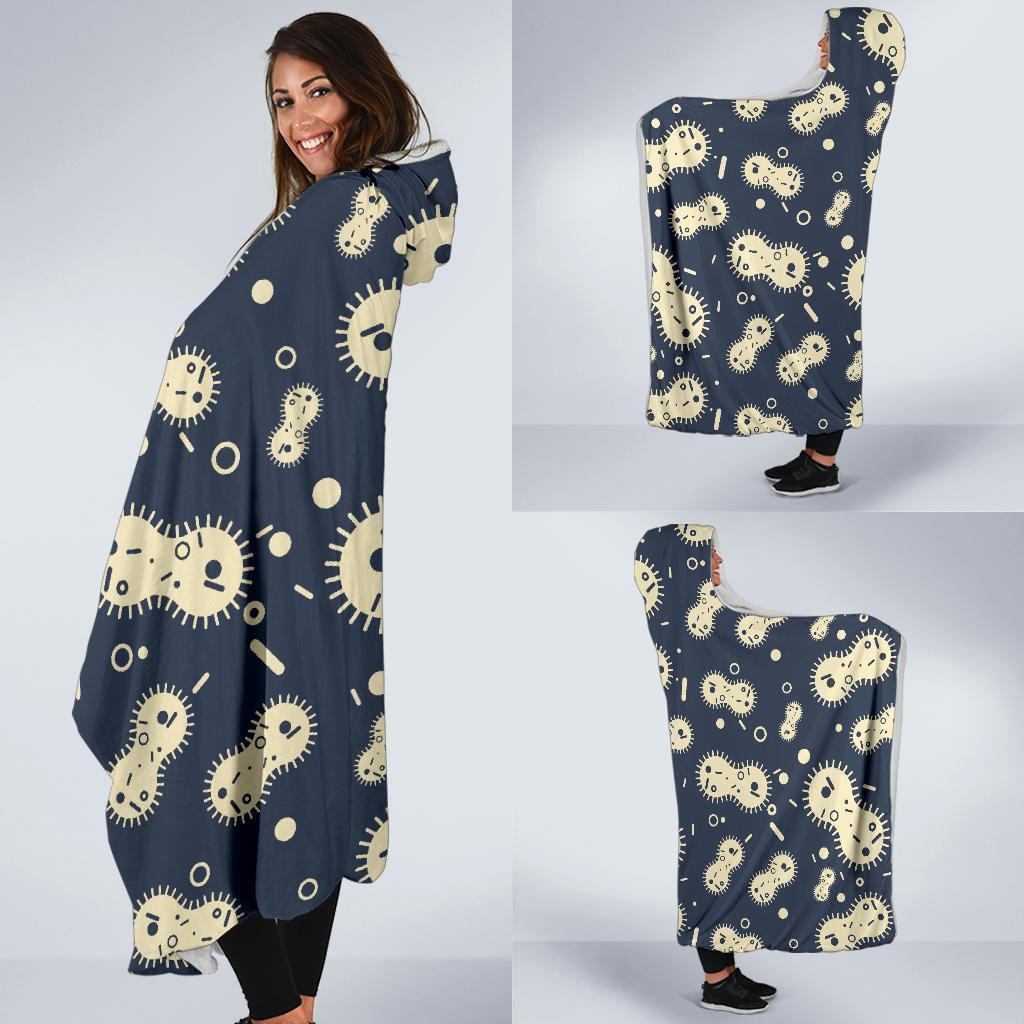 Virus Bacteria Print Pattern Hooded Blanket-grizzshop