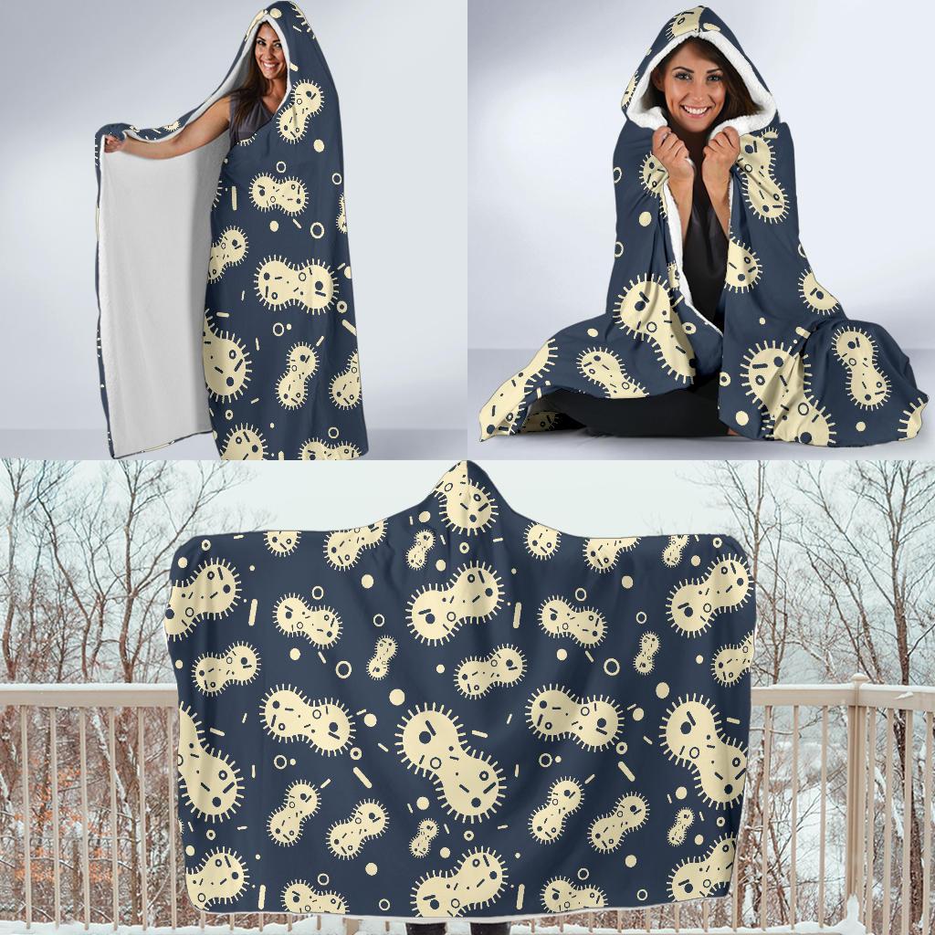 Virus Bacteria Print Pattern Hooded Blanket-grizzshop