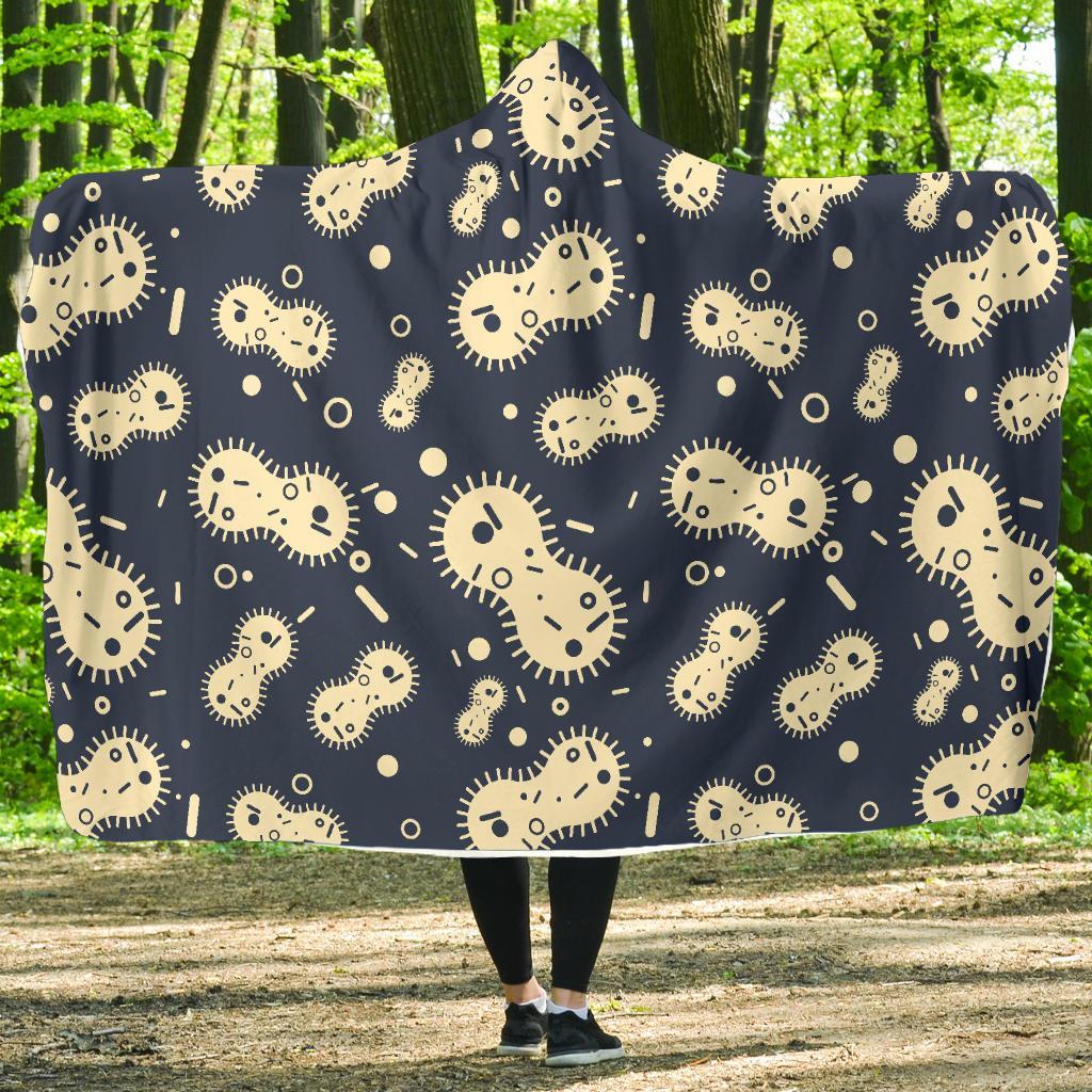 Virus Bacteria Print Pattern Hooded Blanket-grizzshop