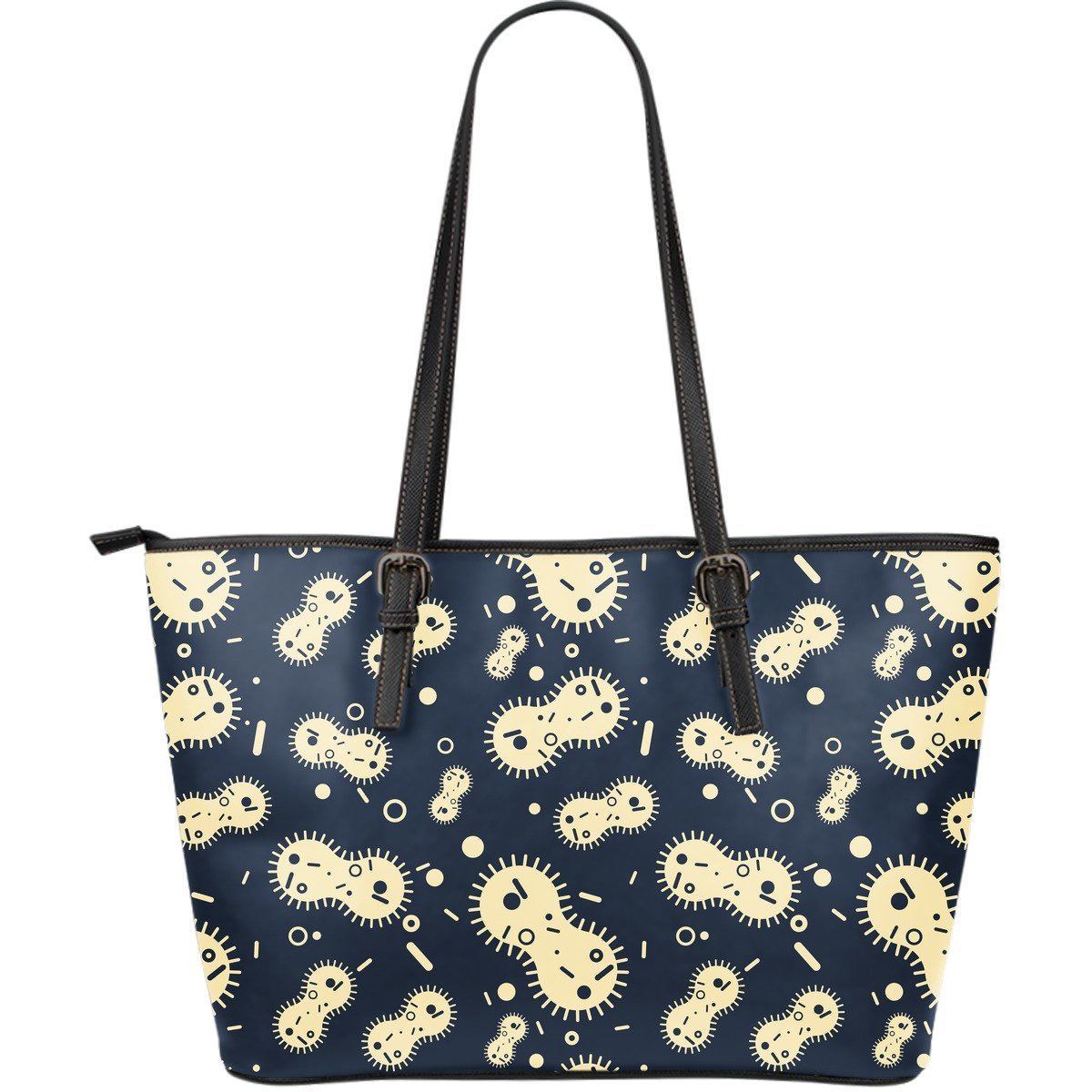 Virus Bacteria Print Pattern Leather Tote Bag-grizzshop