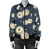 Virus Bacteria Print Pattern Women Casual Bomber Jacket-grizzshop