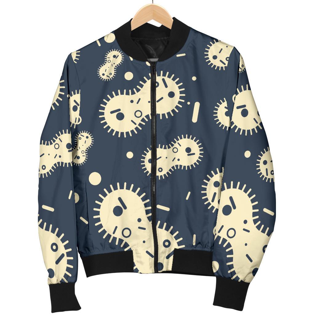 Virus Bacteria Print Pattern Women Casual Bomber Jacket-grizzshop