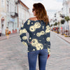 Virus Bacteria Print Pattern Women Off Shoulder Sweatshirt-grizzshop