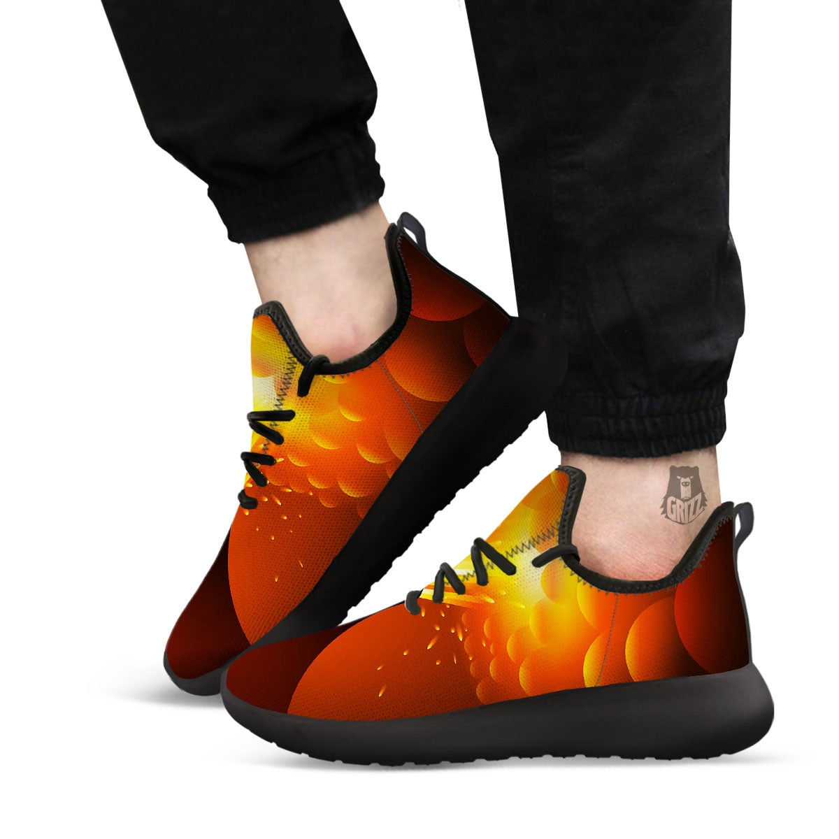 Volcano Erupt Print Black Athletic Shoes-grizzshop